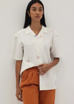 Jaylee Unisex Embroidered Relaxed Shirt in Humble Abode