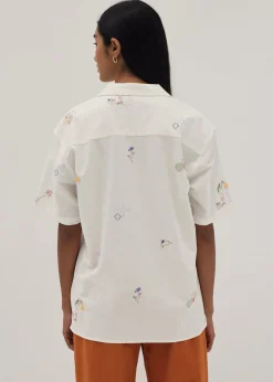 Jaylee Unisex Embroidered Relaxed Shirt in Humble Abode