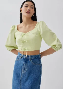 Jennae Cotton Smocked Puff Sleeve Top