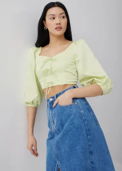 Jennae Cotton Smocked Puff Sleeve Top