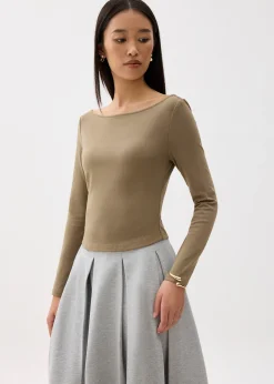 Jersey Boat Neck Fitted Top