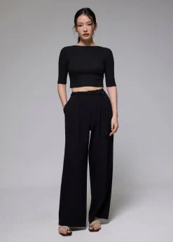 Jersey Fitted Mock Neck Top