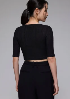 Jersey Fitted Mock Neck Top