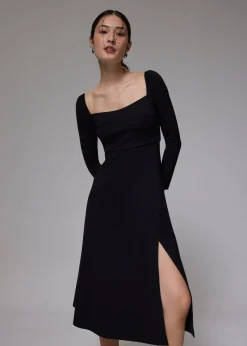 Jersey Square Neck Fit & Flare Midi Dress