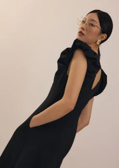 Jersey V-neck Fit & Flare Midi Dress