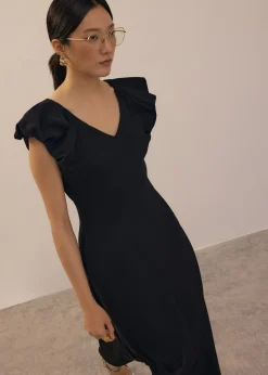 Jersey V-neck Fit & Flare Midi Dress