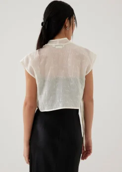 Jing Organza Crop V-neck Top