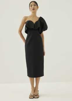 Joane Asymmetric Puff Sleeve Dress
