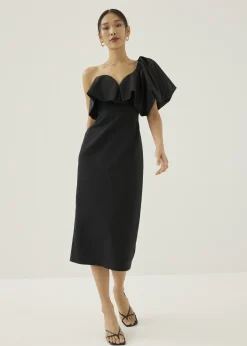 Joane Asymmetric Puff Sleeve Dress