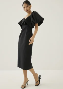 Joane Asymmetric Puff Sleeve Dress