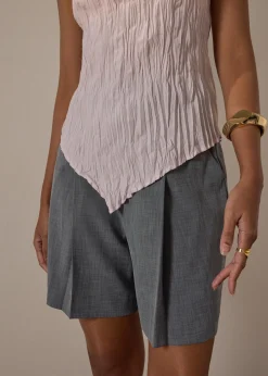 Joanne Crinkled Pleats Asymmetric Hem Top