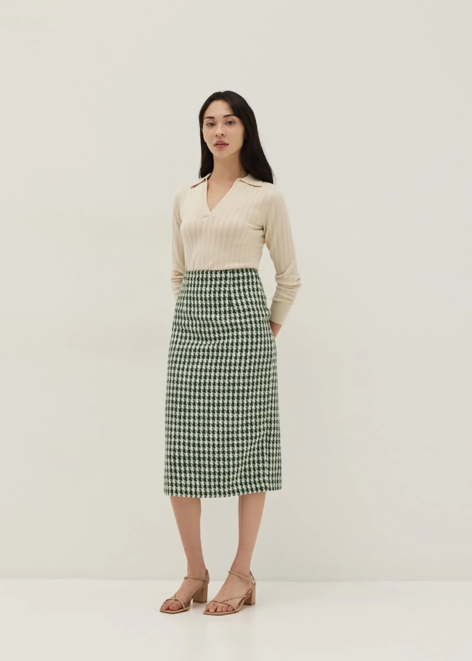 Jodie Pointelle Knit Polo Sweater