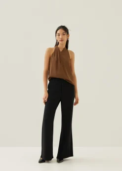 Jorja Satin Pleated Halter Top