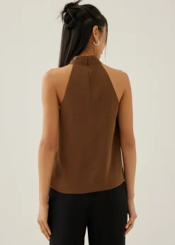 Jorja Satin Pleated Halter Top