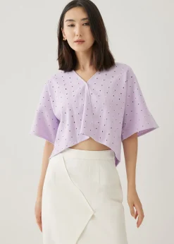 Josel Broderie V-neck Kimono Top