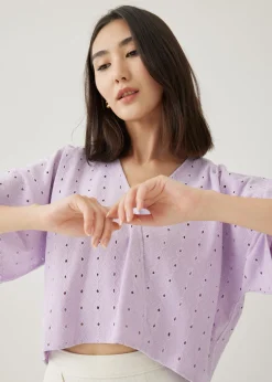Josel Broderie V-neck Kimono Top