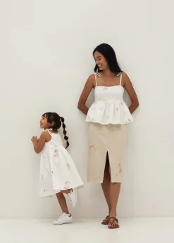 Julie Embroidered Trapeze Dress in Humble Abode