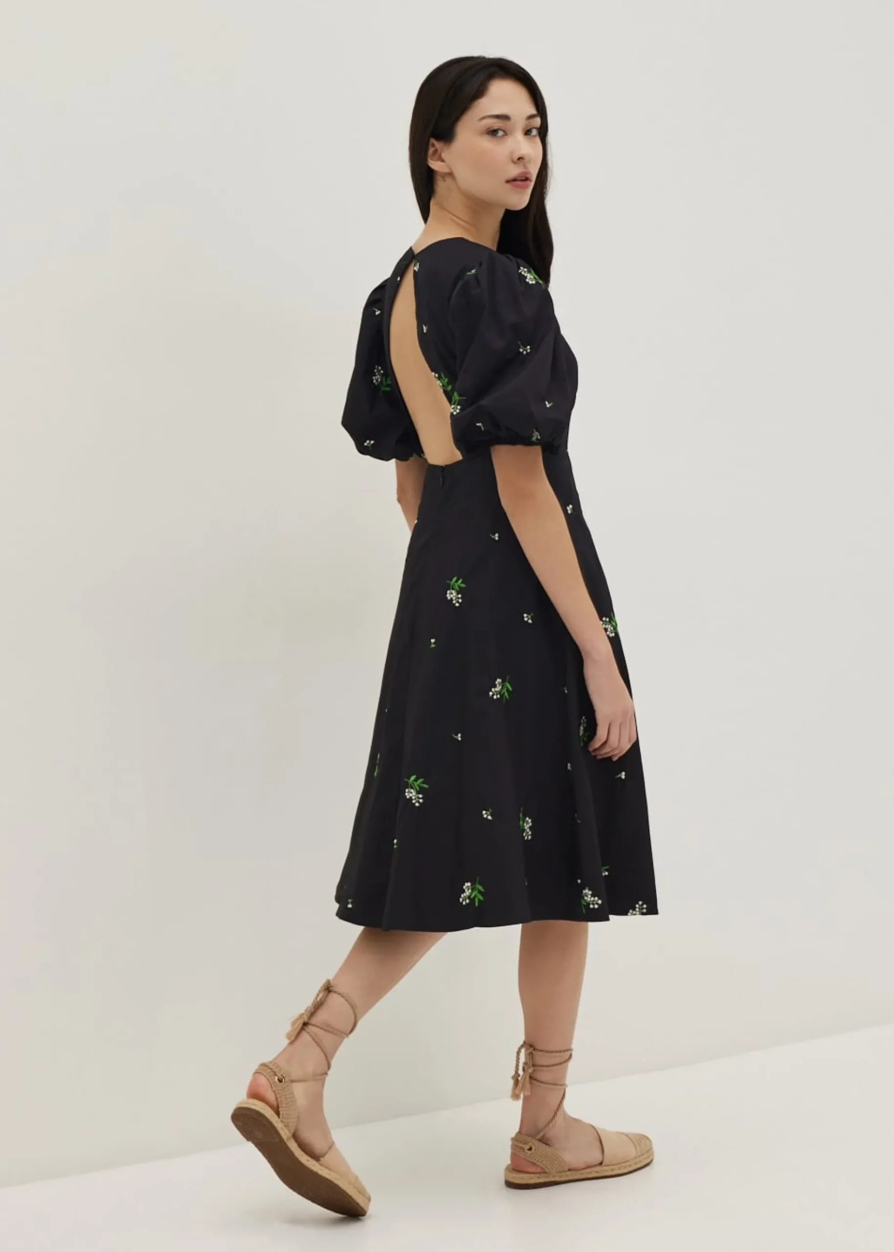 Juliet Padded Embroidered Open Back Dress