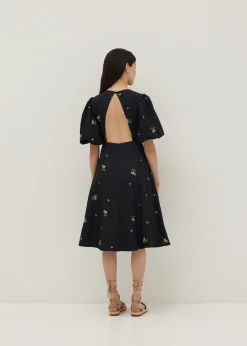 Juliet Padded Embroidered Open Back Dress