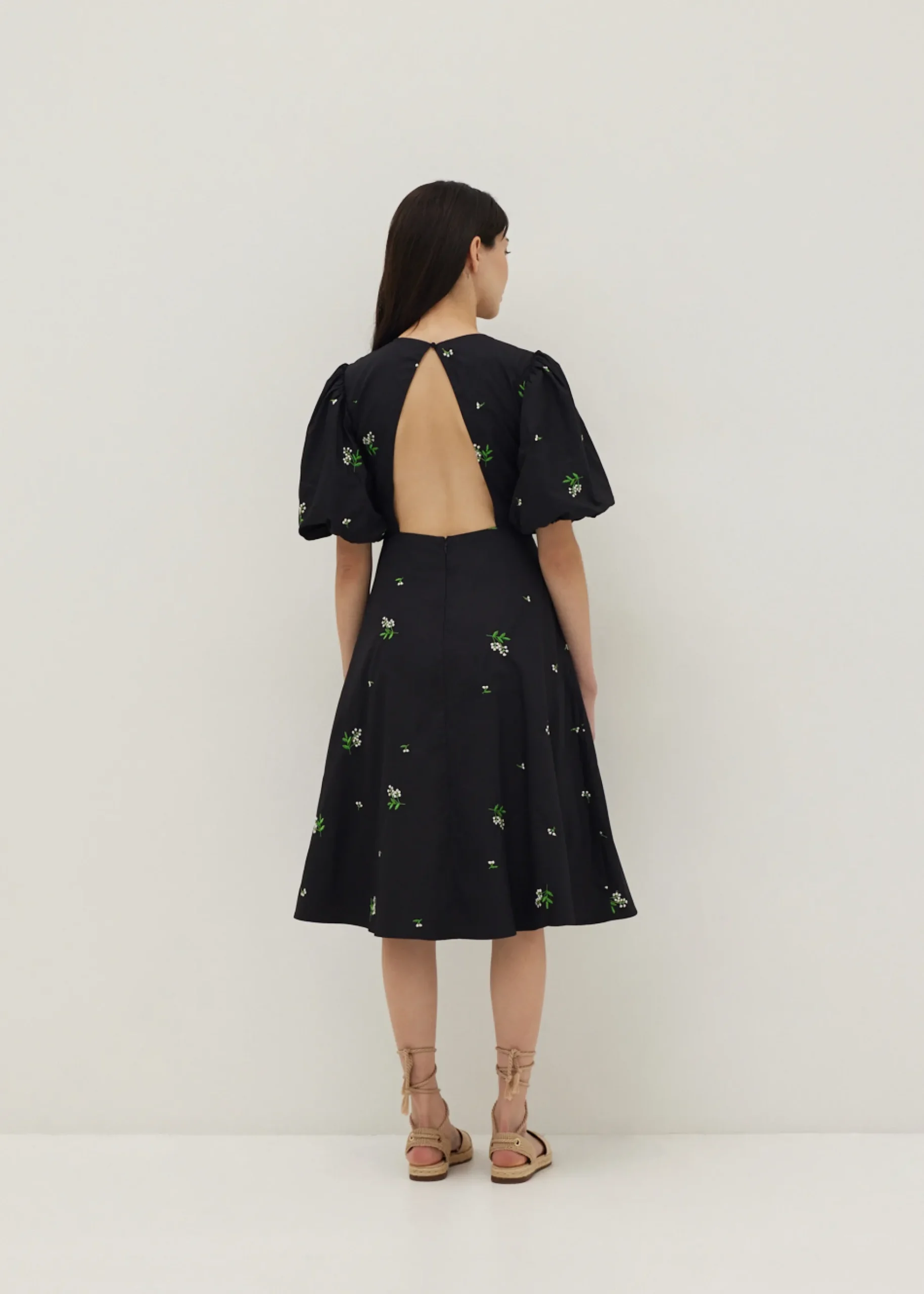 Juliet Padded Embroidered Open Back Dress