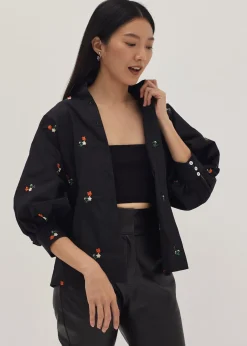 Kacee Embroidered Puff Sleeve Shirt