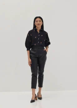 Kacee Embroidered Puff Sleeve Shirt