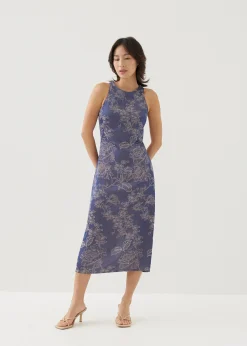 Kalani Satin Column Midi Dress in Opulent Florals