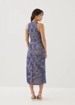 Kalani Satin Column Midi Dress in Opulent Florals