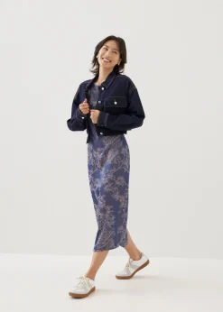 Kalani Satin Column Midi Dress in Opulent Florals