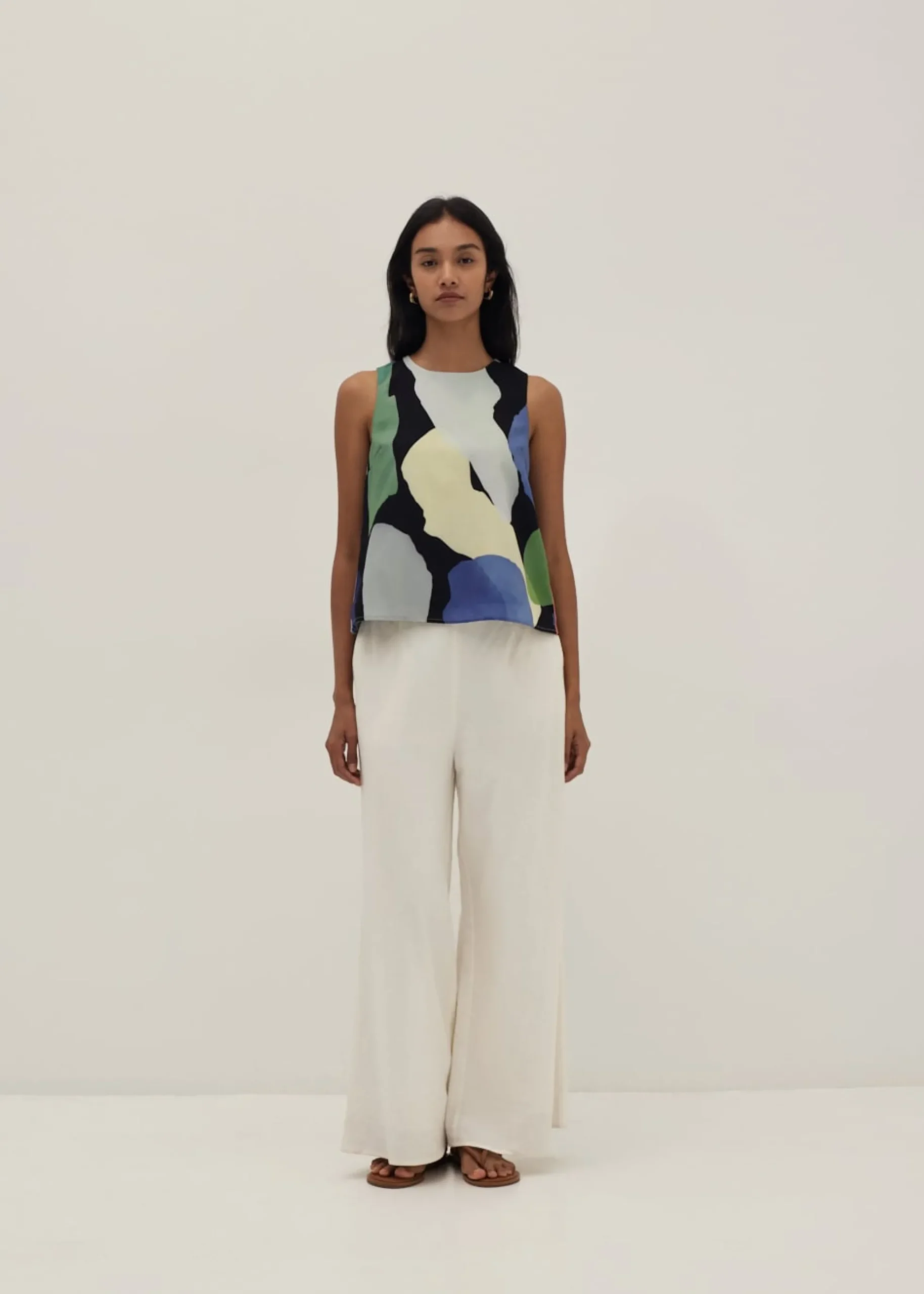 Kamila Pleat Shell Top in Joyous Affair