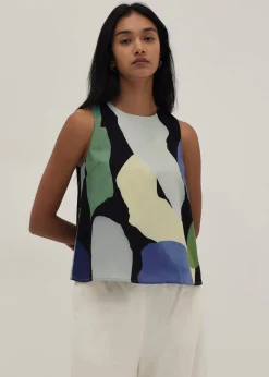Kamila Pleat Shell Top in Joyous Affair