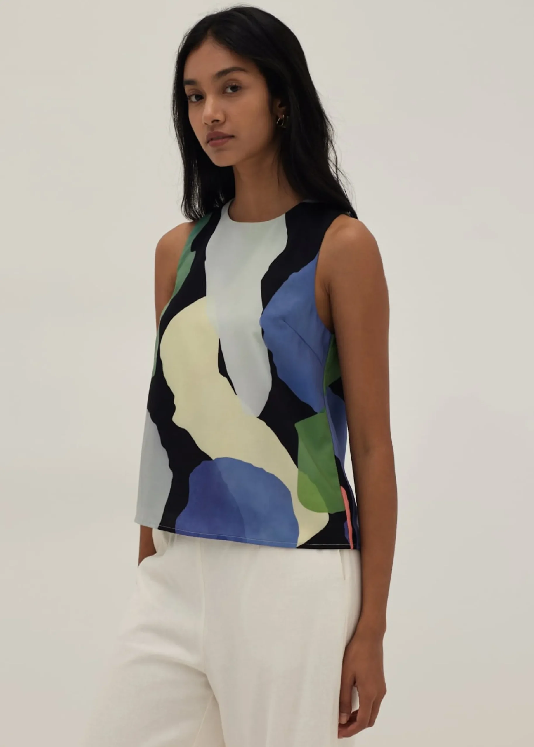Kamila Pleat Shell Top in Joyous Affair