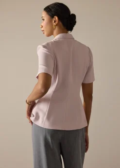 Karyssa Crepe Drape V-neck Blazer Top