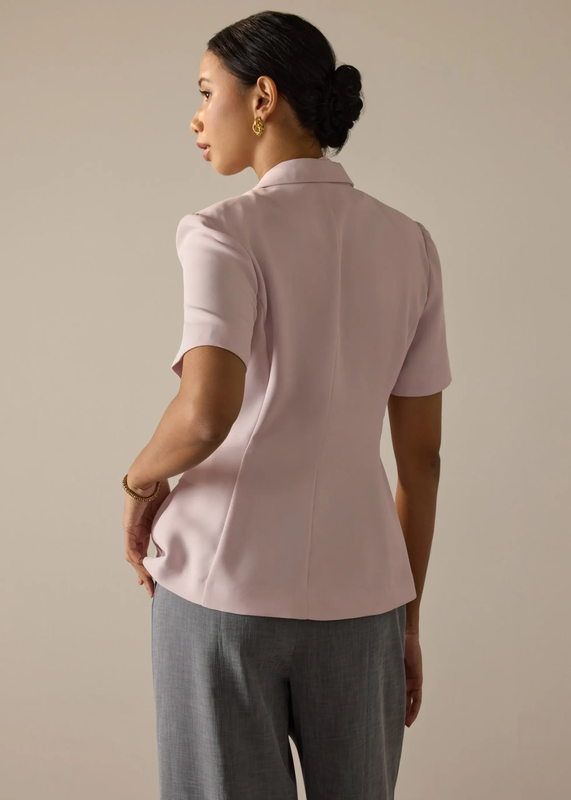 Karyssa Crepe Drape V-neck Blazer Top