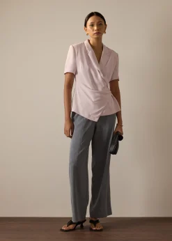 Karyssa Crepe Drape V-neck Blazer Top