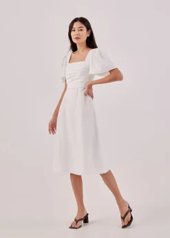 Kavena Textured Pleat Front Dress