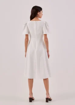 Kavena Textured Pleat Front Dress