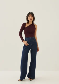 Kaylee Fitted Asymmetric Knit Top