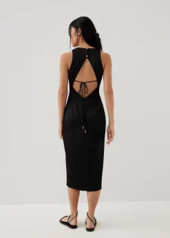 Khan Satin Padded Open Back Midi Dress