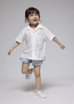 Kids' Broderie Relaxed Collared Shirt