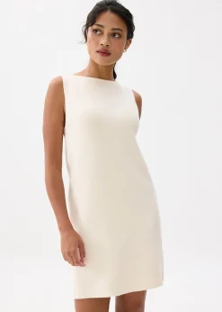 Knit Boat Neck Shift Mini Dress