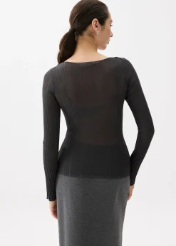 Knit Fitted Flare Sleeve Top