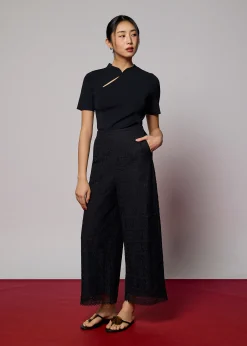 Knit Fitted Mandarin Collar Top