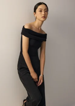 Knit Fitted Off Shoulder Top