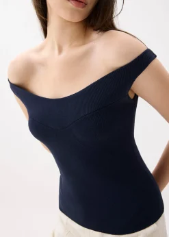 Knit Fitted Off Shoulder Top