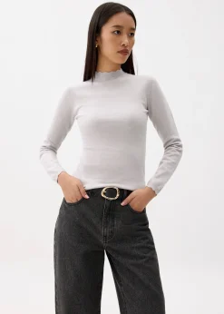 Knit High Neck Scallop Top