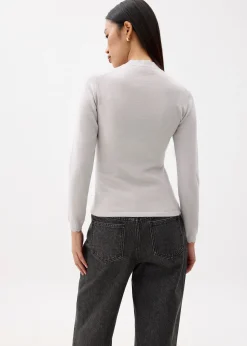 Knit High Neck Scallop Top