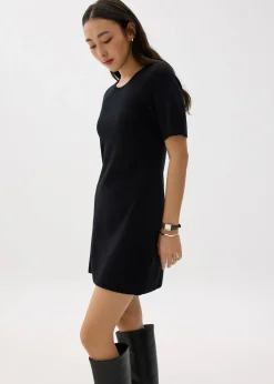 Knit Puff Sleeve Shift Mini Dress