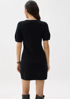 Knit Puff Sleeve Shift Mini Dress
