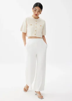 Knit Round Neck Crop Blouse